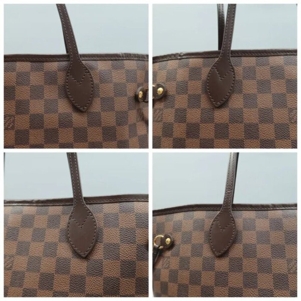 100% Auth Louis Vuitton Neverfull MM Brown W/P Damier Ebene Canvas Shoulder Bag - Picture 6 of 12